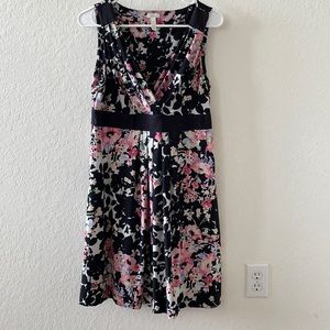 SOMA dress Large FLORAL print black pink 10-12